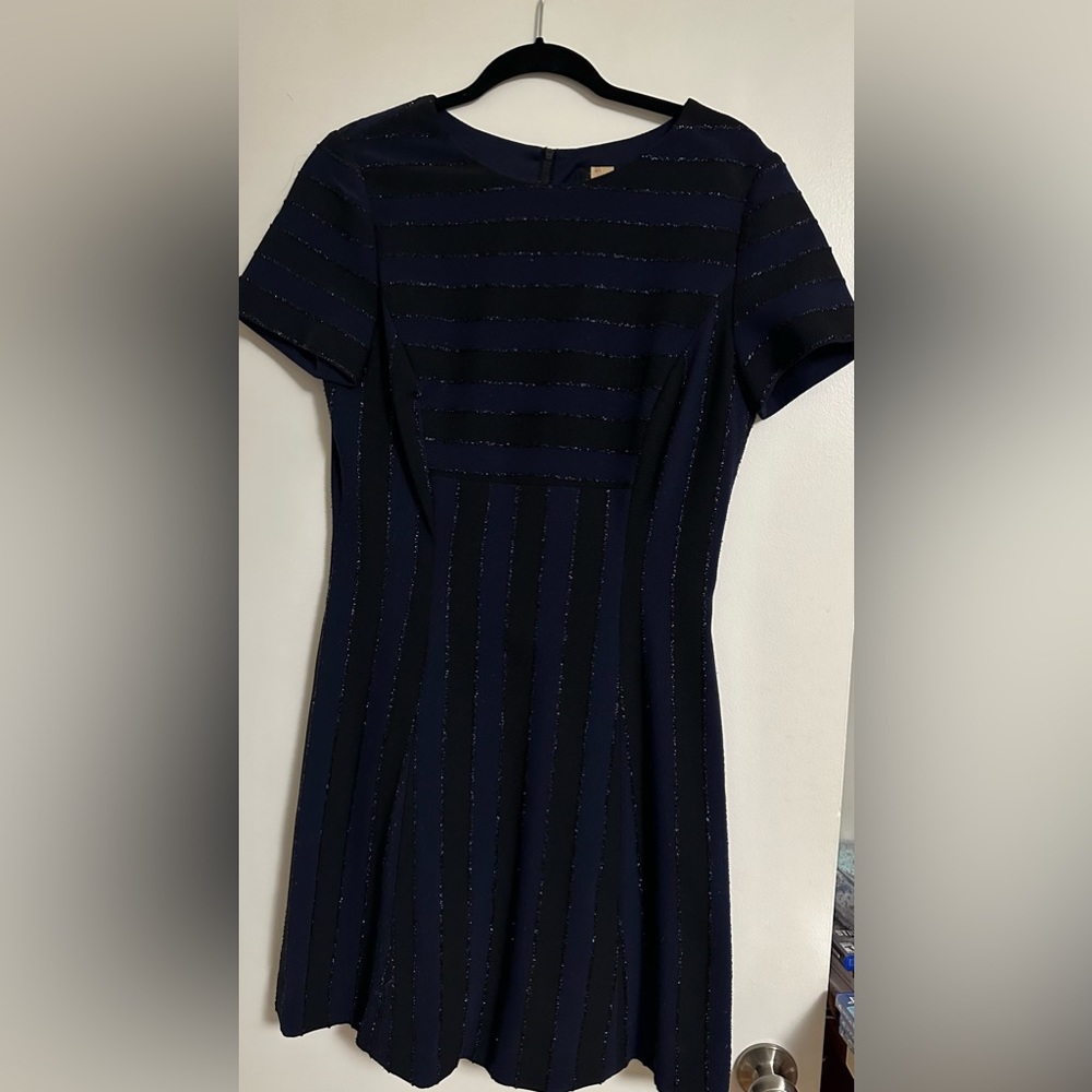 Tahari Short Sleeve Fit and Flare Dress with Beaded Detailing size 10